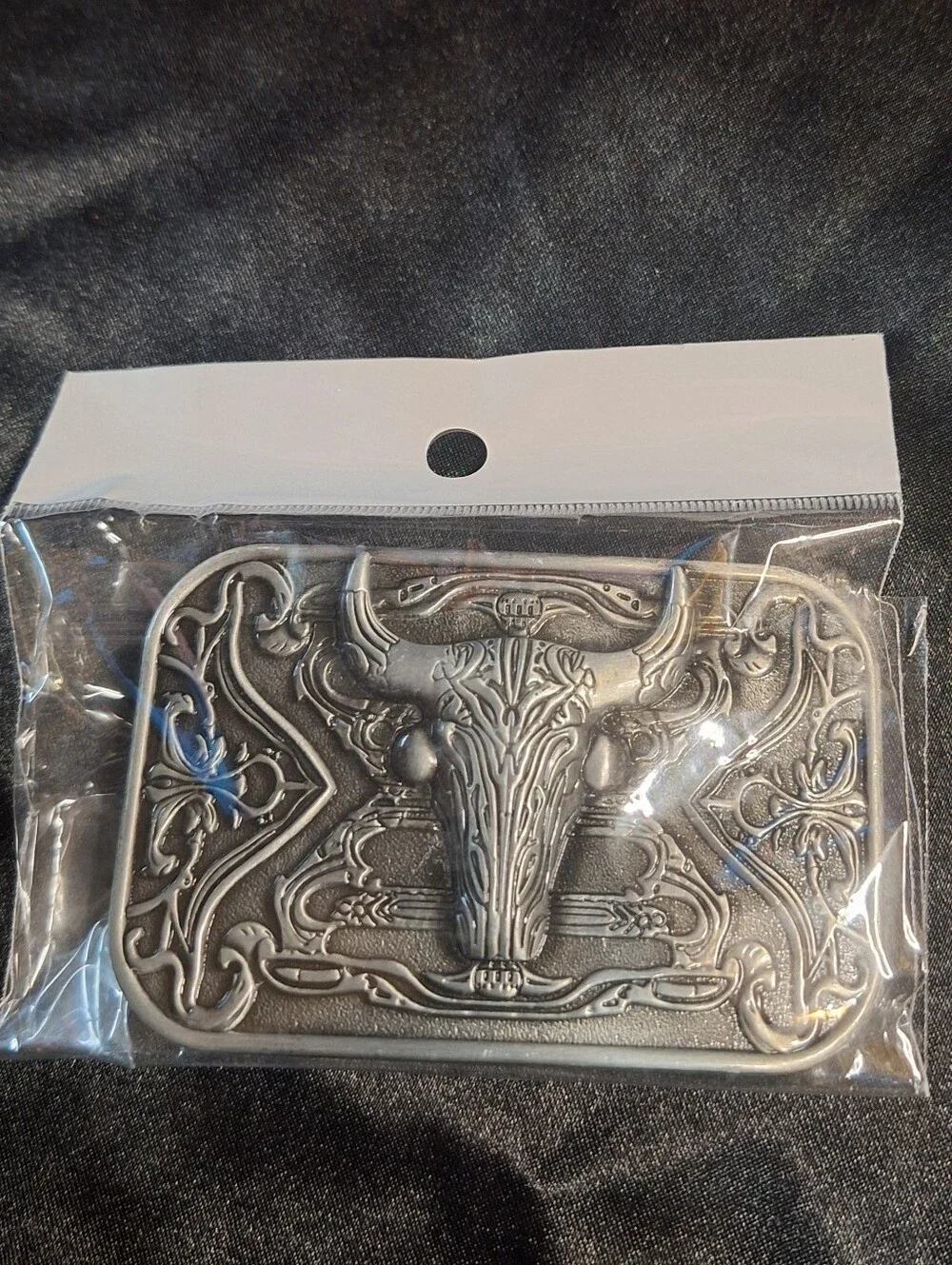 New Metal Belt Etched Buckle~Bull~Skull~Longhorn~Western